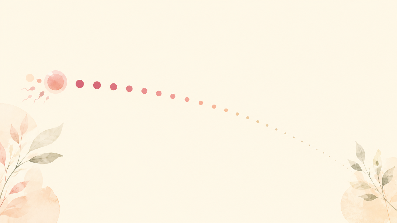 A gentle descending arc of softly thinning dots representing how fertility declines with age, on a soft cream background